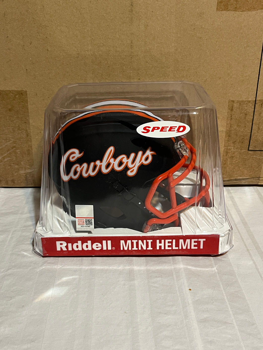 Oklahoma State Cowboys NCAA Riddell Speed Black Script Alternate Mini Helmet - Casey's Sports Store