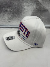 Load image into Gallery viewer, Close-up of New England Patriots NFL &#39;47 Throwback White Hitch Rope Snapback Adjustable Hat showcasing quality stitching and adjustable design - ideal New England Patriots hat.
