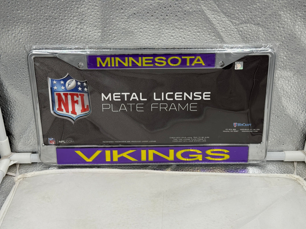 Minnesota Vikings NFL Laser Cut License Plate Frame by WinCraft showcasing the iconic Vikings logo in a durable design, perfect for dedicated fans.