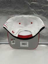 Load image into Gallery viewer, Ohio State Buckeyes NCAA &#39;47 Brand White Diamond Hitch Snapback Adjustable Hat laid flat on a textured surface, perfect for showing off team pride and versatility.
