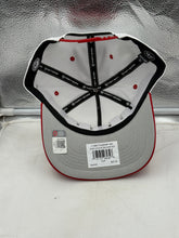 Load image into Gallery viewer, Close-up view of the Ohio State Buckeyes NCAA &#39;47 Brand White Diamond Hitch Snapback Adjustable Hat highlighting the adjustable snapback feature and breathable fabric for comfort.
