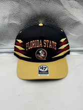 Load image into Gallery viewer, Florida State Seminoles FSU NCAA &#39;47 Black Diamond Hitch Snapback Adjustable Hat front view showcasing the iconic Seminoles logo and stylish design.
