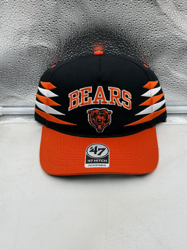 Chicago Bears NFL '47 Brand Black TT Diamond Hitch Snapback Adjustable Hat showcasing sleek black design and iconic team logo, perfect for game day.