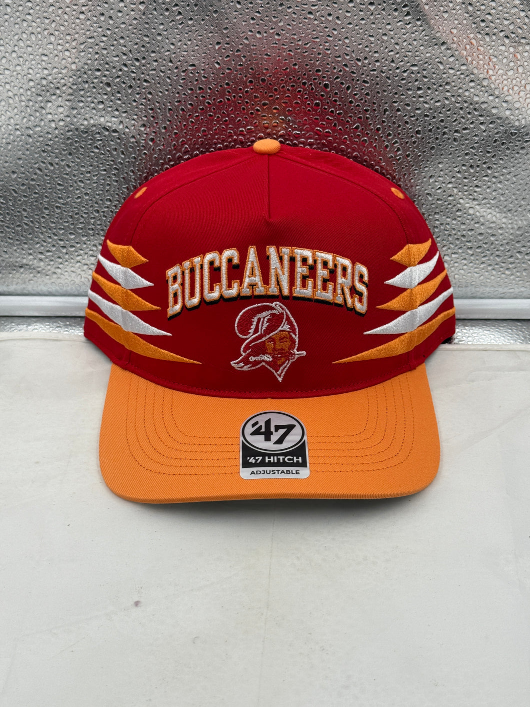 Tampa Bay Buccaneers NFL '47 Brand Red Diamond Hitch Snapback Adjustable Hat showcasing vibrant red color and stylish diamond design, perfect for game day or casual wear.
