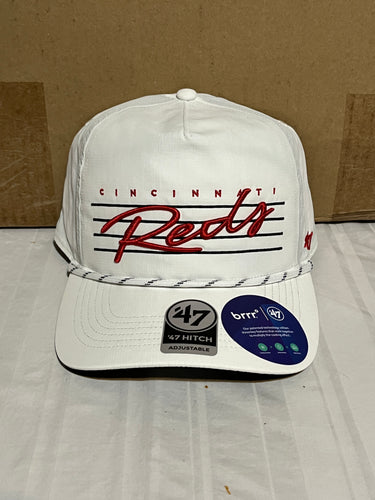 Cincinnati Reds MLB '47 Brand White Script Hitch Rope Adjustable Snapback Hat - Casey's Sports Store