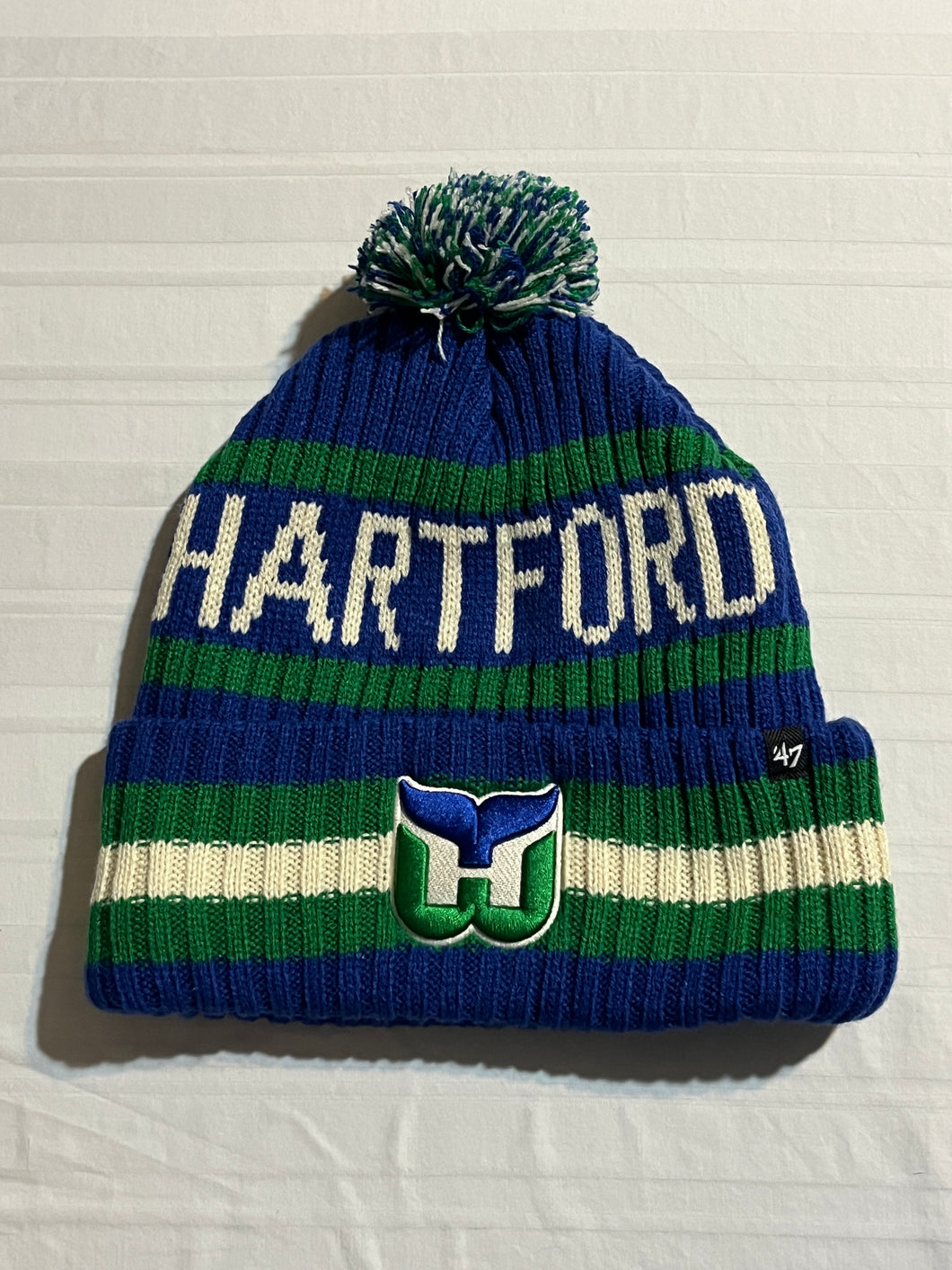 Hartford Whalers Throwback NHL '47 Brand Winter Beanie Knit Ski Cap Hat - Casey's Sports Store