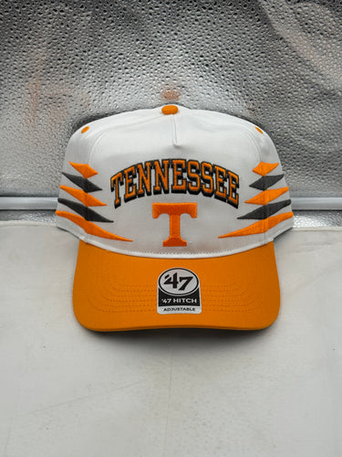 Tennessee Volunteers NCAA '47 Brand White Diamond Hitch Snapback Adjustable Hat featuring the iconic Volunteers logo on a clean white design, perfect for game days and casual wear.