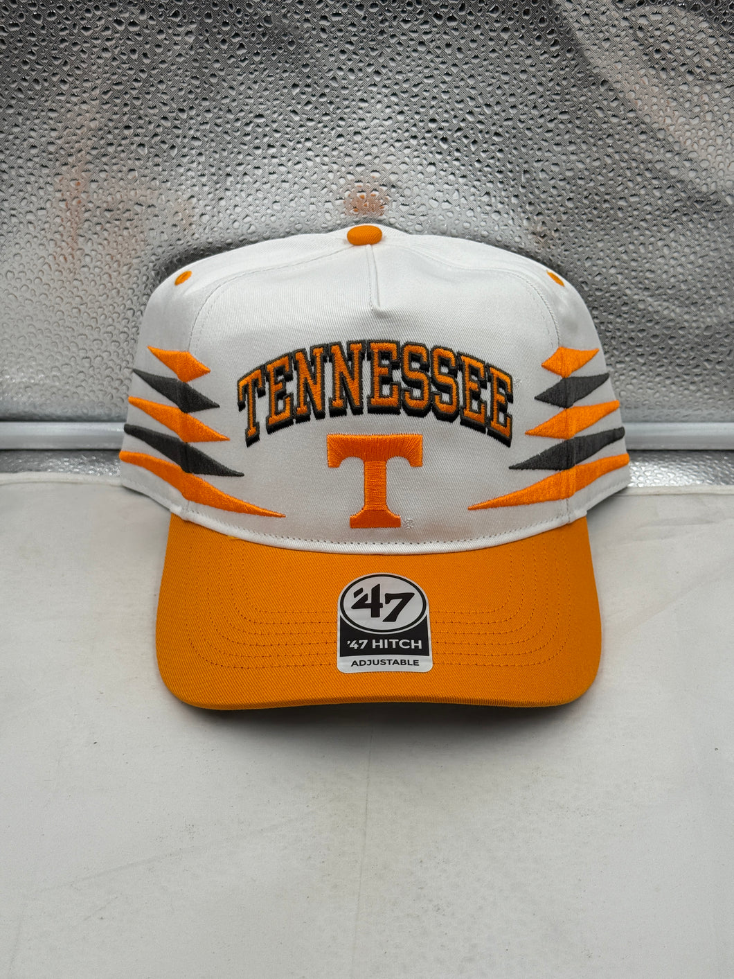 Tennessee Volunteers NCAA '47 Brand White Diamond Hitch Snapback Adjustable Hat featuring the iconic Volunteers logo on a clean white design, perfect for game days and casual wear.