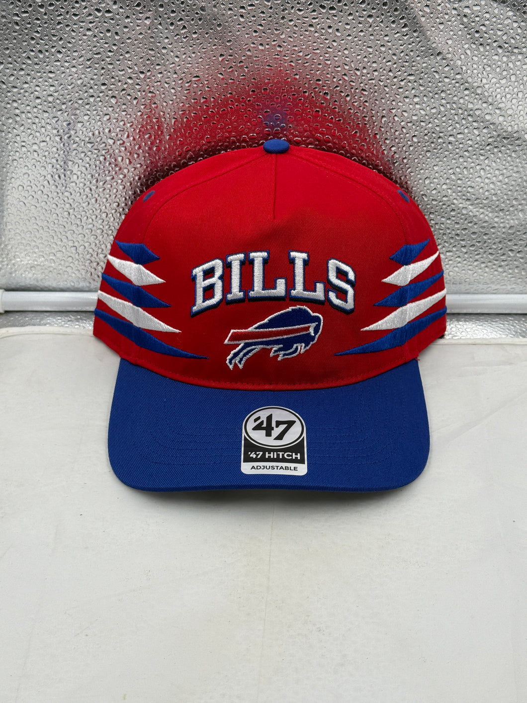 Buffalo Bills NFL '47 Brand Red TT Diamond Hitch Snapback Adjustable Hat showcasing its vibrant red color and iconic team logo, ideal for fans who support their team with the Buffalo Bills hat.