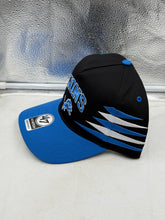 Load image into Gallery viewer, Close-up view of the Detroit Lions NFL &#39;47 Brand Black TT Diamond Hitch Snapback Adjustable Hat, highlighting the quality materials and adjustable snapback closure, perfect for a comfortable fit.
