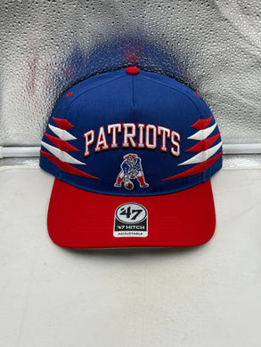 New England Patriots NFL '47 Brand Blue Diamond Hitch Snapback Adjustable Hat showcasing the iconic Patriots logo in vibrant blue, perfect for team spirit.