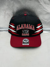 Load image into Gallery viewer, Alabama Crimson Tide hat - &#39;47 Brand Black Diamond Hitch Snapback Adjustable Hat showcasing the iconic team logo in black fabric.
