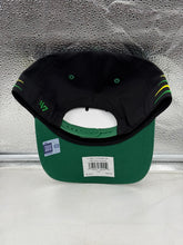 Load image into Gallery viewer, Close-up of the Oregon Ducks NCAA &#39;47 Brand Black Diamond Hitch Snapback Adjustable Hat displaying the embroidered team logo and snapback design.

