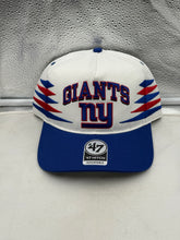 Load image into Gallery viewer, New York Giants NFL &#39;47 Brand White TT Diamond Hitch Snapback Adjustable Hat showcasing its stylish design with snapback closure, perfect for dedicated fans.
