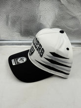 Load image into Gallery viewer, Close-up view of the Las Vegas Raiders NFL &#39;47 Brand White TT Diamond Hitch Snapback Adjustable Hat, highlighting the adjustable snapback closure for a comfortable fit.
