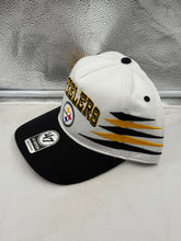 Load image into Gallery viewer, Close-up view of the Pittsburgh Steelers NFL &#39;47 Brand White TT Diamond Hitch Snapback Adjustable Hat highlighting its comfortable snapback design.
