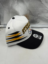 Load image into Gallery viewer, Pittsburgh Steelers NFL &#39;47 Brand White TT Diamond Hitch Snapback Adjustable Hat displayed on a mannequin, showcasing its sleek design and adjustable fit for fans.
