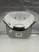 Load image into Gallery viewer, Back view of the Atlanta Braves MLB &#39;47 Brand White TT Diamond Hitch Adjustable Snapback Hat emphasizing the adjustable feature for customizing size, essential for every Atlanta Braves hat enthusiast.

