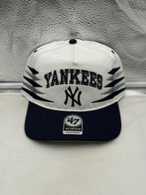 Load image into Gallery viewer, New York Yankees MLB &#39;47 Brand White TT Diamond Hitch Adjustable Snapback Hat with iconic Yankees logo and breathable design, perfect for stylish baseball fans.
