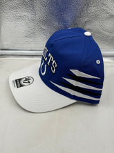 Load image into Gallery viewer, Close-up of the Indianapolis Colts NFL &#39;47 Brand Black TT Diamond Hitch Snapback Adjustable Hat highlighting the vibrant Colts logo and high-quality materials.
