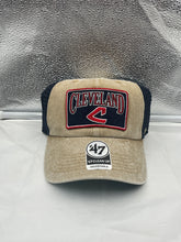 Load image into Gallery viewer, Cleveland Guardians Throwback MLB &#39;47 Brand Khaki Mesh Clean Up Adjustable Hat - Casey&#39;s Sports Store
