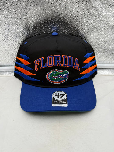 Florida Gators NCAA '47 Brand Black TT Diamond Hitch Snapback Adjustable Hat showcasing the iconic team logo and sleek design, perfect for fans.