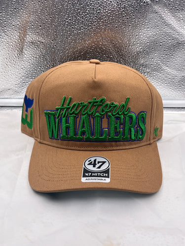 Hartford Whalers NHL '47 Brand Throwback Script Brown Hitch Adjustable Hat - Casey's Sports Store