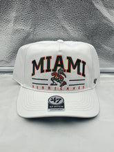 Load image into Gallery viewer, Miami Hurricanes NCAA &#39;47 Brand Throwback White Hitch Adjustable Snapback Hat - Casey&#39;s Sports Store
