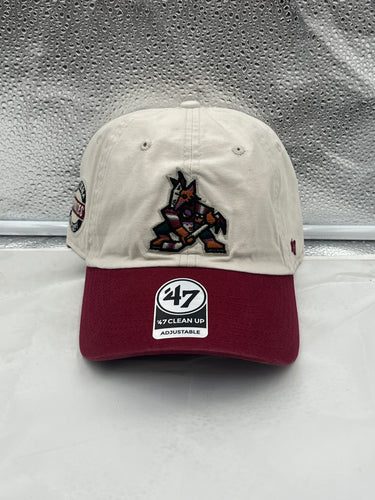 Arizona Coyotes NHL '47 Brand Throwback Clean Up Natural Two Tone Adjustable Hat - Casey's Sports Store