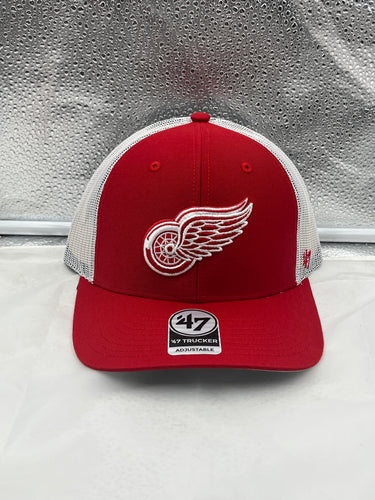 Detroit Red Wings NHL '47 Brand Red Trucker Mesh Adjustable Snapback Hat - Casey's Sports Store