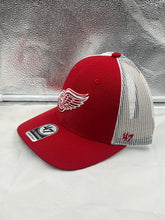 Load image into Gallery viewer, Detroit Red Wings NHL &#39;47 Brand Red Trucker Mesh Adjustable Snapback Hat - Casey&#39;s Sports Store
