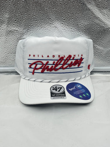 Philadelphia Phillies MLB '47 Brand White Script Hitch Rope Adjustable Snapback Hat - Casey's Sports Store