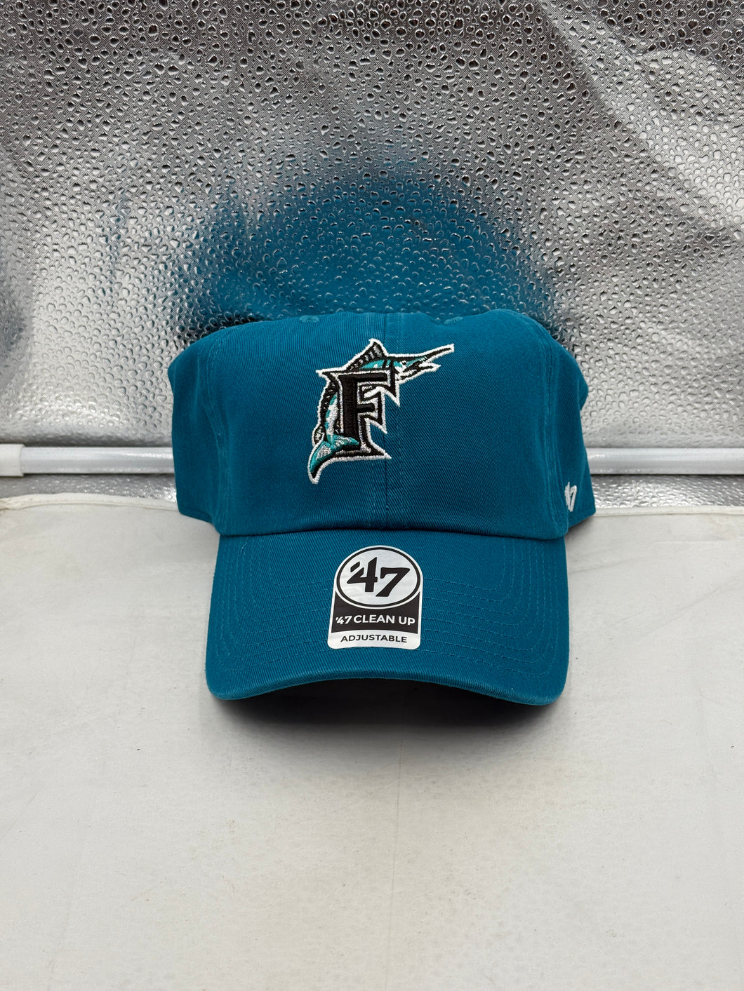 Miami Marlins MLB '47 Brand Throwback Teal Clean Up Adjustable Strapback Hat