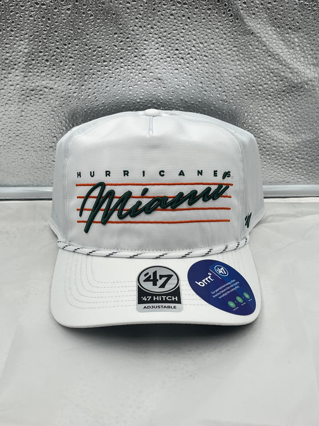 Miami Hurricanes NCAA '47 Brand White Script Hitch Rope Adjustable Snapback Hat - Casey's Sports Store