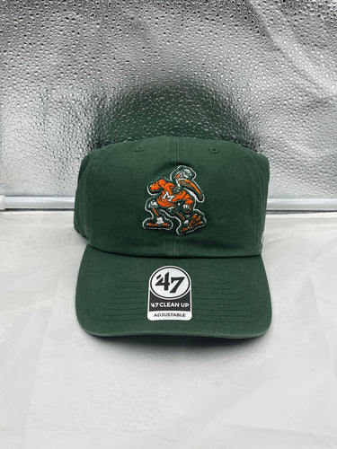 Miami Hurricanes NCAA '47 Brand Throwback Green Clean Up Adjustable Hat - Casey's Sports Store
