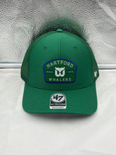 Load image into Gallery viewer, Hartford Whalers NHL &#39;47 Brand Green Trucker Mesh Adjustable Snapback Hat - Casey&#39;s Sports Store
