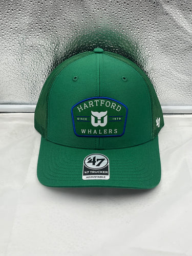 Hartford Whalers NHL '47 Brand Green Trucker Mesh Adjustable Snapback Hat - Casey's Sports Store