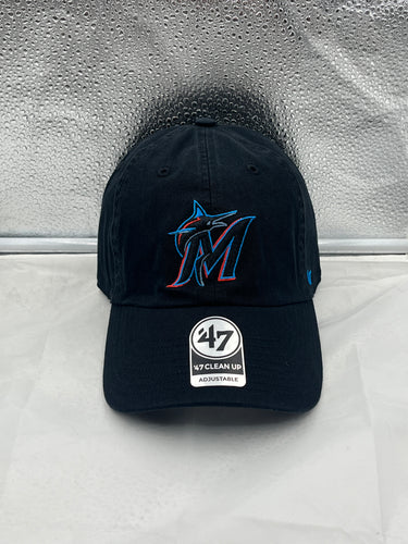 Miami Marlins MLB '47 Brand Black Clean Up Adjustable Hat - Casey's Sports Store