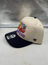 Load image into Gallery viewer, Close-up view of the Notre Dame Fighting Irish NCAA '47 Orange Bowl Natural TT Hitch Snapback Hat, highlighting the fabric texture and embroidered details, ideal for those seeking a Notre Dame Fighting Irish hat.
