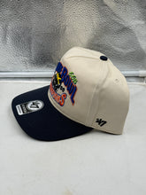 Load image into Gallery viewer, Side view of the Michigan Wolverines NCAA '47 Orange Bowl Natural TT Hitch Snapback Hat featuring embroidered logo, ideal for any Michigan Wolverines hat collection.
