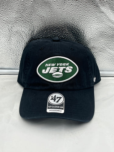 New York Jets NFL '47 Brand Black Clean Up Adjustable Strapback Hat - Casey's Sports Store