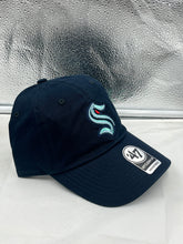 Load image into Gallery viewer, Seattle Kraken NHL &#39;47 Brand Clean Up Navy Blue Adjustable Hat - Casey&#39;s Sports Store
