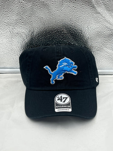 Detroit Lions NFL '47 Brand Black Clean Up Adjustable Hat - Casey's Sports Store