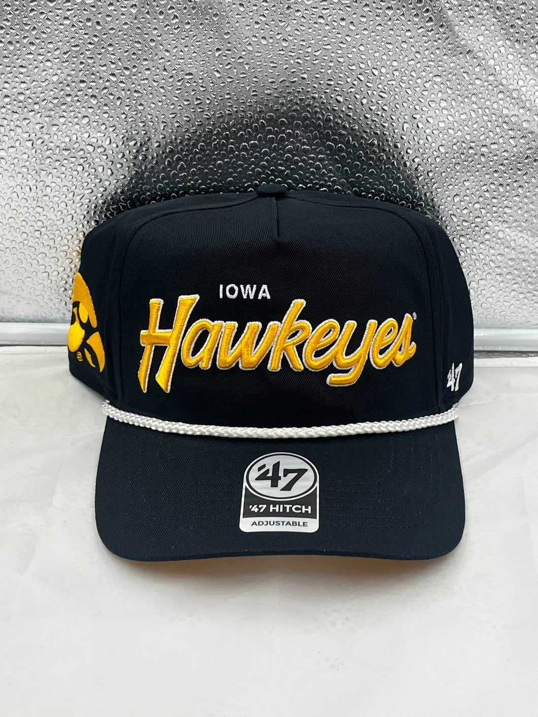Iowa Hawykeyes NCAA '47 Brand Black Script Hitch Rope Snapback Adjustable Hat - Casey's Sports Store