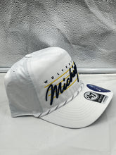 Load image into Gallery viewer, Michigan Wolverines NCAA &#39;47 Brand White Script Hitch Adjustable Snapback Hat - Casey&#39;s Sports Store
