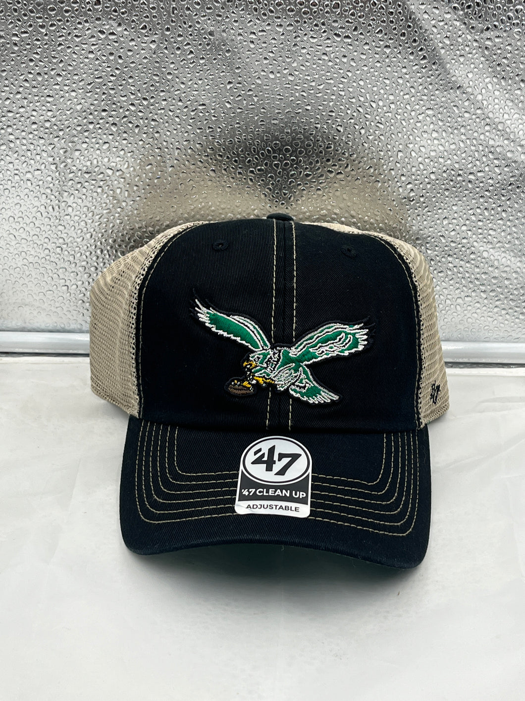 Philadelphia Eagles NFL '47 Brand Throwback Black Mesh Clean Up Adjustable Hat - Casey's Sports Store