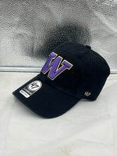 Load image into Gallery viewer, Washington Huskies NCAA &#39;47 Brand Black Clean Up Adjustable Strapback Hat - Casey&#39;s Sports Store
