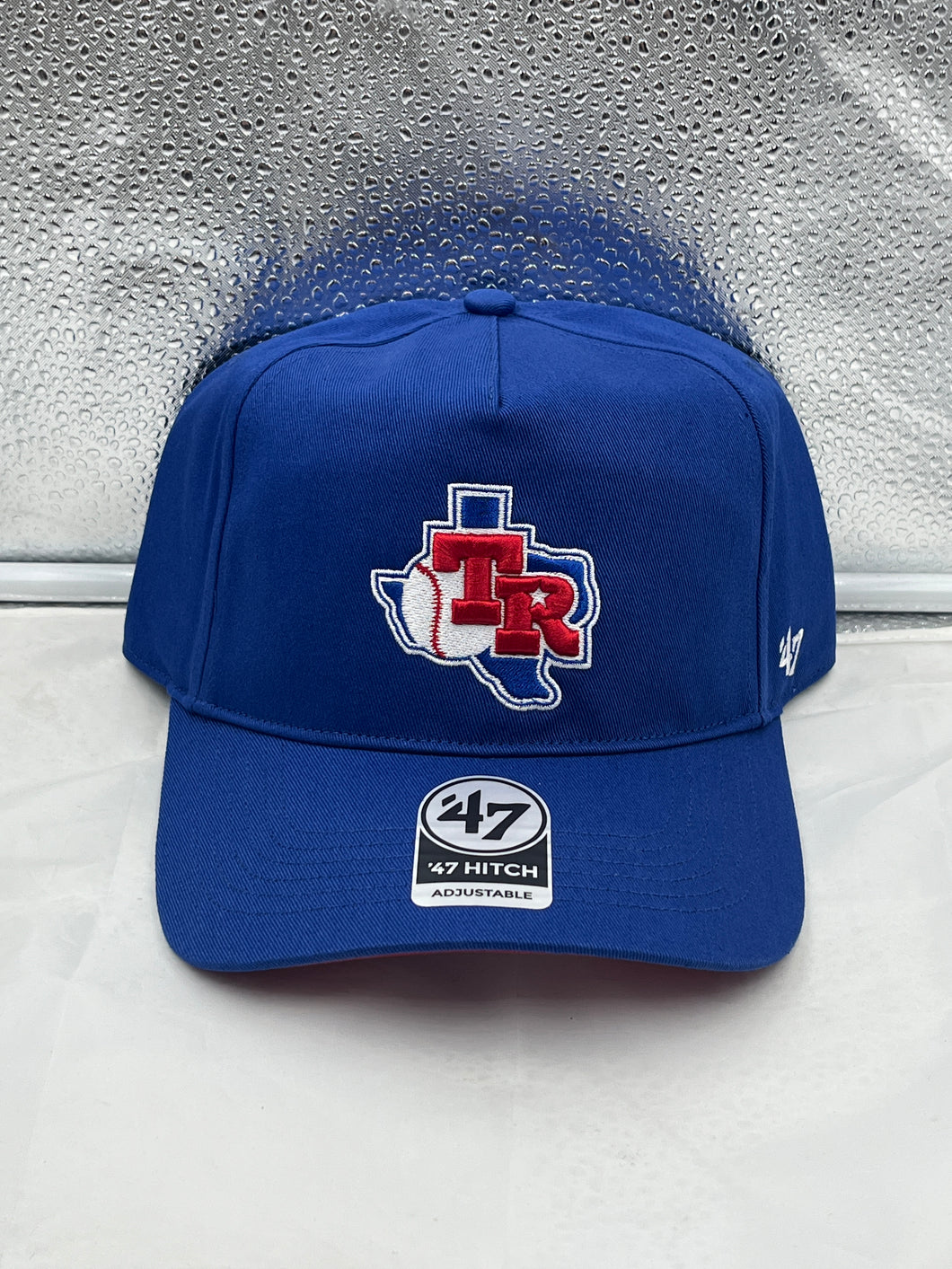 Texas Rangers MLB '47 Brand Throwback Blue Hitch Adjustable Snapback Hat - Casey's Sports Store