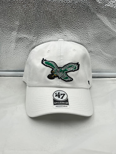 Philadelphia Eagles NFL '47 Brand Throwback White Clean Up Adjustable Hat - Casey's Sports Store