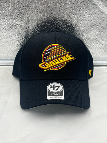 Vancouver Canucks NHL '47 Brand Throwback Black MVP Adjustable Hat - Casey's Sports Store